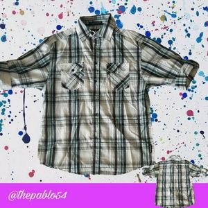 Boys Plaid Air Walk Long Sleeve Button Down